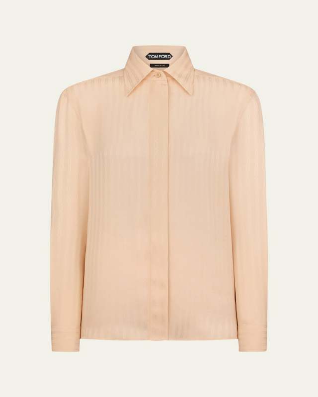Whitney Chain Striped Fluid Silk Shirt